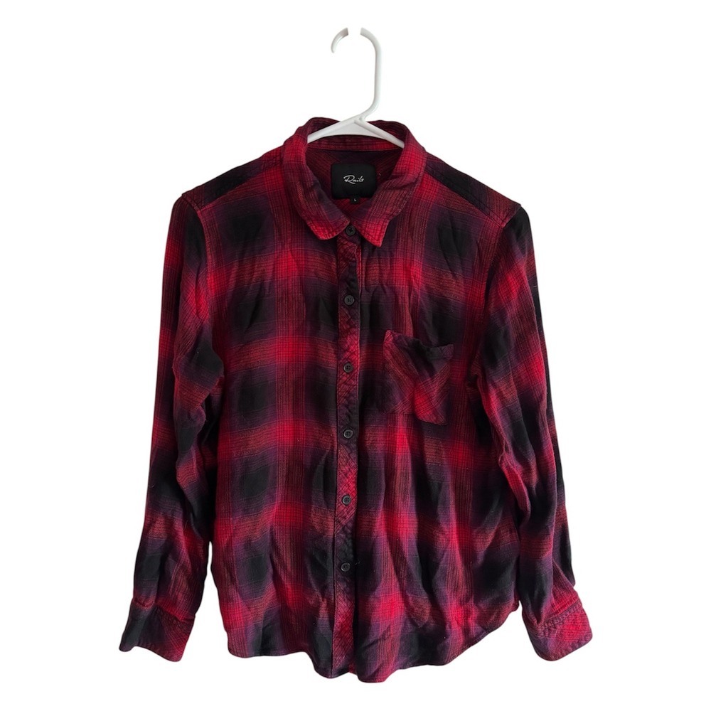 Rails Hunter Plaid Fall Button Down Shirt-Black‎ Carmine Chili